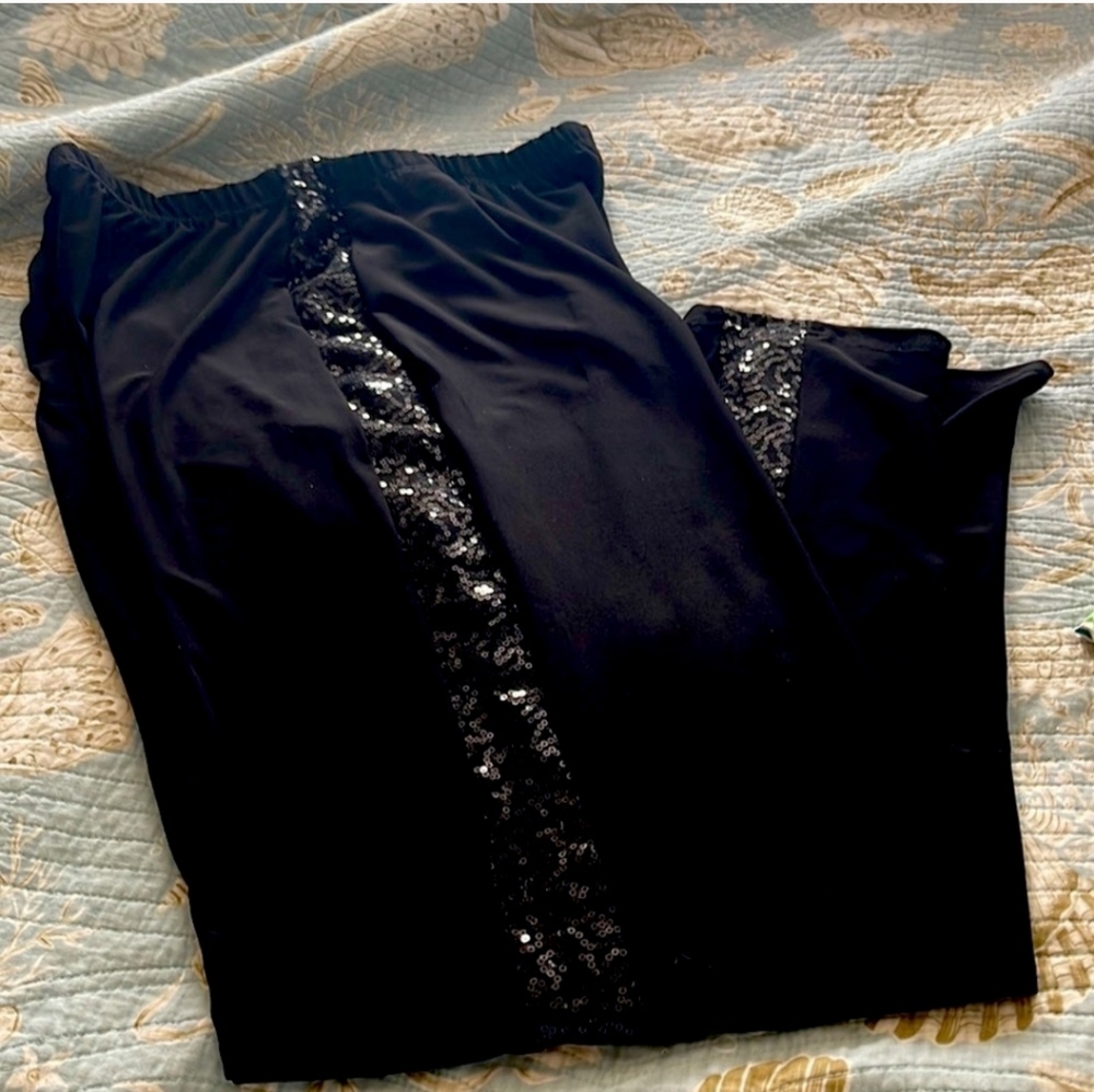 NOS 90s Antthony original couture black side sequined wideleg SIZES LARGE Firm$